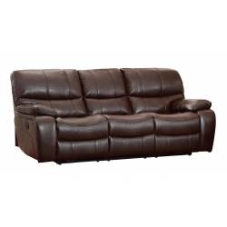 Pecos Power Double Reclining Sofa - Leather Gel Match - Dark Brown